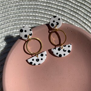 JUNE in Dalmatian Print | Polymer Clay Earrings | Statement Earrings