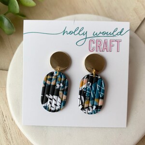 JILL in Black, White, Blue & Yellow | Polymer Clay Earrings | Statement Earrings