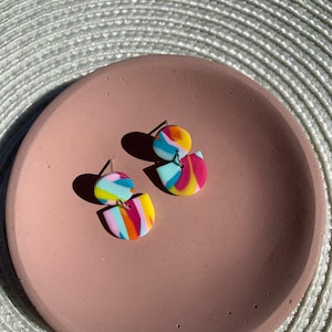 STEPH in Groovy Rainbow Swirl | Polymer Clay Earrings | Statement Earrings