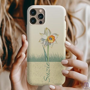 December Custom Birth Flower Birthstone Name Phone Case, Beautiful and Unique Design, Gift for Her, iPhone 15 14 13, Galaxy S24 S23 S22 S21