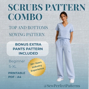 Ladies Scrubs Sewing Pattern, Comfortable Fit (PDF Pattern)