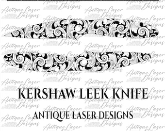Kershaw leek Knife Scroll Design SVG, lasercut,laserengraving,engravingfiles,laserpattern,engravingdesign,engravingpattern,metalart,Knife