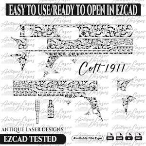 Colt 1911 US Army Scroll Design SVG, Custom, Vector, DXF, png, Ai, Engraving, Lasercut, Cricut, Colt 1911, laserwork, Metalart, firearms,
