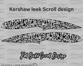 Kershaw leek Knife Scroll Design SVG, Kershaw leek Knife vector design, Kershaw leek Knife laser design, Kershaw leek Knife engraving design