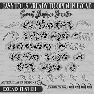 Scroll Design Bundle SVG for laser engraving and printing, laser work, svg scrolls, vector design, firearms slide, scroll svg, cricut svg.