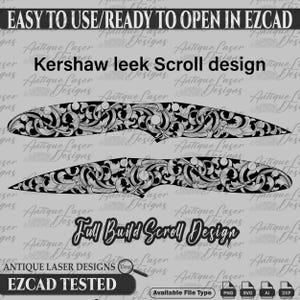 Kershaw leek Knife Scroll Design SVG, Kershaw leek Knife vector design, Kershaw leek Knife laser design, Kershaw leek Knife engraving design