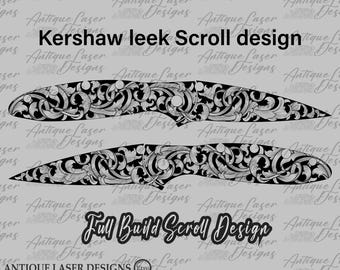 Kershaw leek Knife Scroll Design SVG, Kershaw leek Knife vector design, Kershaw leek Knife laser design, Kershaw leek Knife engraving design