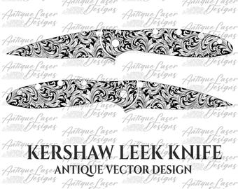 Kershaw leek Knife Scroll Design SVG, Kershaw leek Knife vector design, Kershaw leek Knife laser design, Kershaw leek Knife engraving design