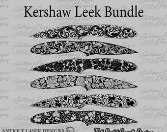 Kershaw leek Knife Scroll Design SVG, Kershaw leek Knife vector design, Kershaw leek Knife laser design, Kershaw leek Knife engraving design