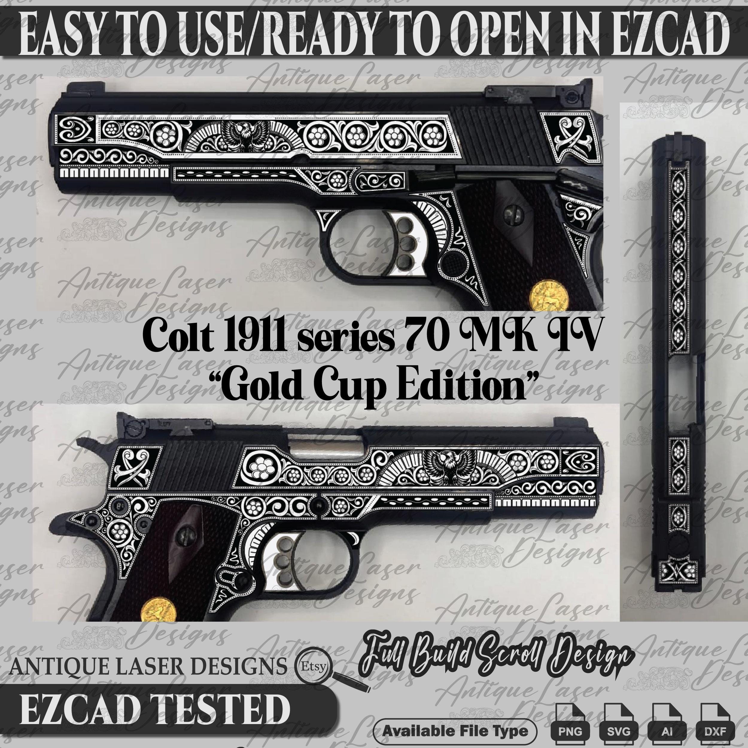 Colt 1911 Series 70 MKIV Gold Cup Edition Scroll Design SVG. Colt