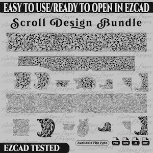 Scroll Design Bundle SVG for laser engraving and printing, Floral scroll, SVG scroll, Scroll SVG, vector design svg, Custom slide design.