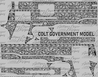 Colt 1911 Government Model Scroll Design SVG, colt govt, 1911 colt govt laser design, colt govt. SVG, 1911 colt govt. fiber laser files SVG.