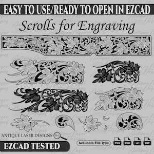 Scroll Design Bundle SVG for laser engraving and printing, Floral scroll, SVG scroll, Scroll SVG, vector design svg, Custom slide design.