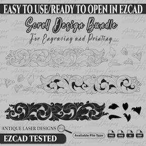 Scroll Design Bundle SVG for laser engraving and printing, laser work, svg scrolls, vector design, firearms slide, scroll svg, cricut svg.