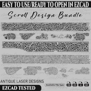 Scroll Design Bundle SVG for laser engraving and printing, Floral scroll, SVG scroll, Scroll SVG, vector design svg, Custom slide design.