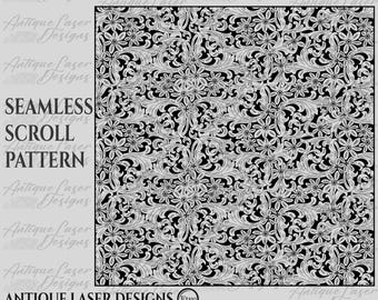 Arte vectorial SVG de patrón de desplazamiento sin costuras personalizado, diseño de grabado láser de patrón de desplazamiento, archivos SVG de desplazamiento, patrón vectorial, metalart, filigrana