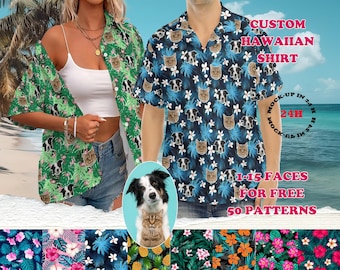 Custom Hawaii Shirt with Face,Custom Couple Shirt,Personalized Hawaiian Shirt,Customized Photo Hawaiian Shirt, Custom Beach Shirt kids shirt