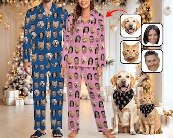 Custom Pajamas for Family, Custom Photo Pyjamas, Custom Pet Pajamas, Personalized Dog Pajamas, Funny Dog face Pajamas, Pajamas for Pet Lover