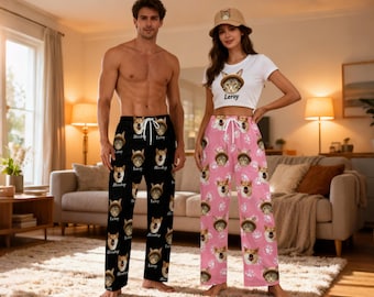 Pijama personalizado con foto, pijama con cara divertida, pijama con foto de perro, pijama para mamá y papá, regalo para el Día del Padre.