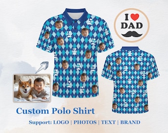 Custom Vintage Polo Shirt, Custom Golf Shirt, Custom photo Shirts, Fathers Day Gift, Daddy Birthday Gift,  Gifts for Dad, 80s Retro Styles