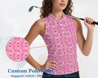 Women's Men's golf polo shirts, Custom Summer Sleeveless Polo Shirt, Women Sleeveless Polo shirt, Personalized Gift For Women Golfers