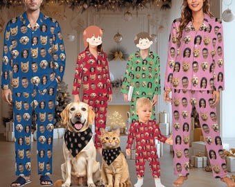 Custom Pajamas for Family, Custom Photo Pyjamas, Custom Pet Pajamas, Personalized Dog Pajamas, Funny Dog face Pajamas, Pajamas for Pet Lover