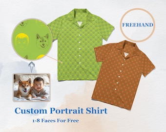 Custom Photo Shirt  Personalized Face Button Shirt  Family matching outfits Party Shirt Very nice gift for him Dad and son outfits