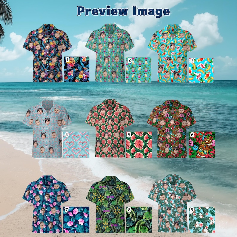 Puede incluir: Nueve camisas con diferentes patrones y una variedad de dise&ntilde;os tropicales. Cada camisa tiene un patr&oacute;n y un esquema de color diferente, incluyendo dise&ntilde;os florales, animales y geom&eacute;tricos. Las camisas son todas de manga corta y tienen un cuello abotonado.