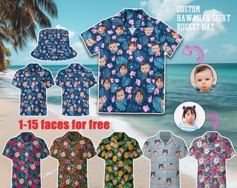 Camisa con foto personalizada, camisa hawaiana personalizada con cara, camisa hawaiana para hombre, camisa de fiesta, muy buen regalo para él, sombreros de pescador personalizados, camisa para niños