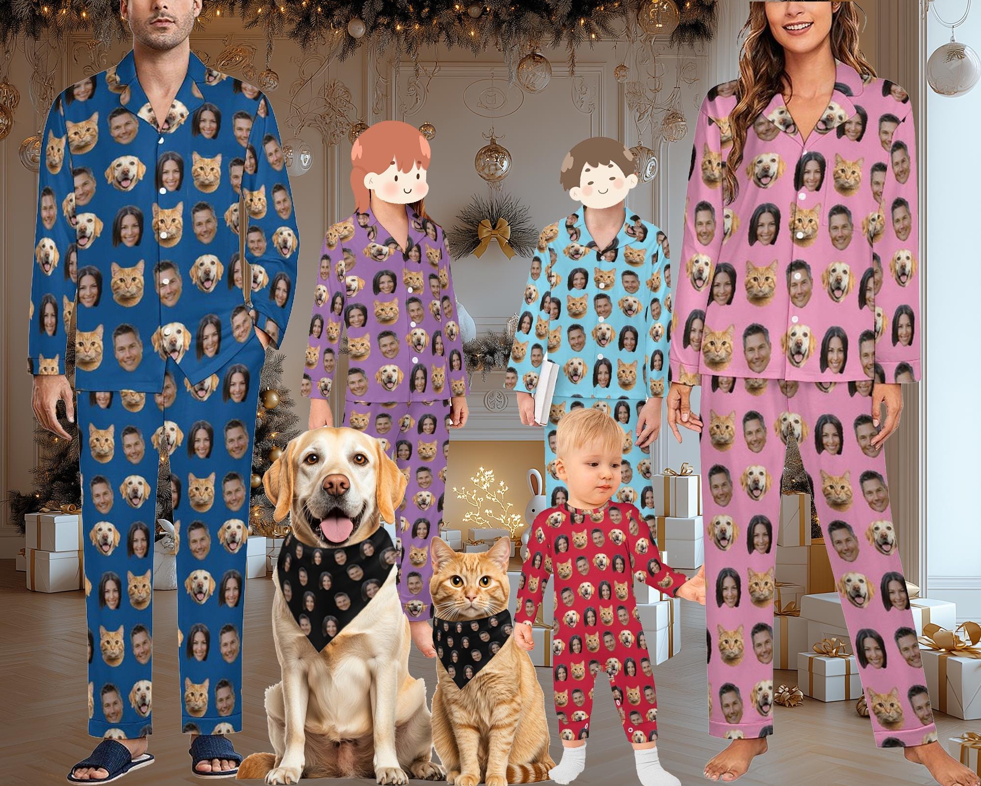 Ysidec Pigiama Da Donna In Raso 'Blue Love Hearts Dogs' – 2 Pezzi Con Top A Maniche Corte E Pantaloncini, Morbido E Traspirante, Taglie XS-2XL - 2