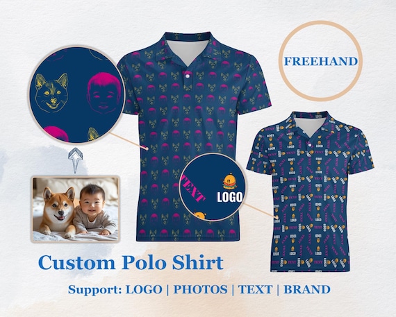 Custom Face Portrait Polo Shirt, Custom Polo Shirt, Custom Family Gift, Personalized Logos, Custom Golf Shirt, Casual Polo for Men