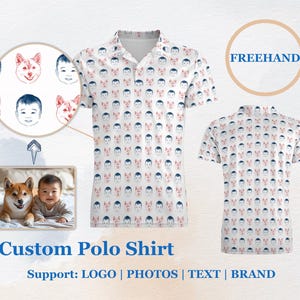 Camisa polo personalizada para hombre y mujer, camisa polo con retrato personalizado, camisas polo estampadas para negocios, regalos para papá, regalo del Día del Padre