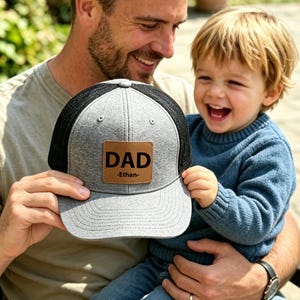 Cappellino da camionista personalizzato per papà - Berretto con toppa in pelle personalizzata, regalo perfetto per la festa del papà