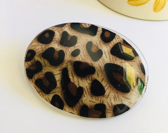 Barrette Animal Print Large Vintage Repurposed Hair Clip Authentic French Hair Clip One of a Kind Artisan Hair Barrette
