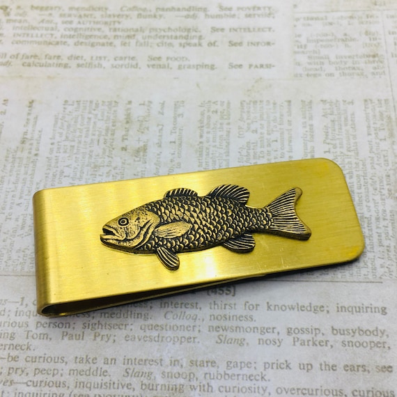 Brass or Silver Fish Money Clip Gift for Fisherman Trout Outdoor