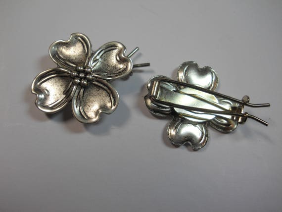 Dogwood Barrettes Small Silver Solid Metal Hair C… - image 6