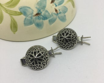 Small Silver Barrettes Filigree Buttons Repurposed One of a Kind Hair Clips Dainty Metal