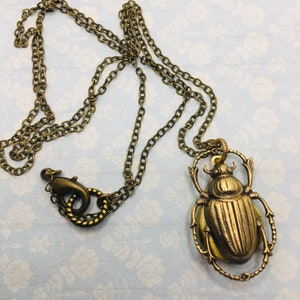Brass Beetle Locket Necklace: Secret Compartment Insect Jewelry image 5