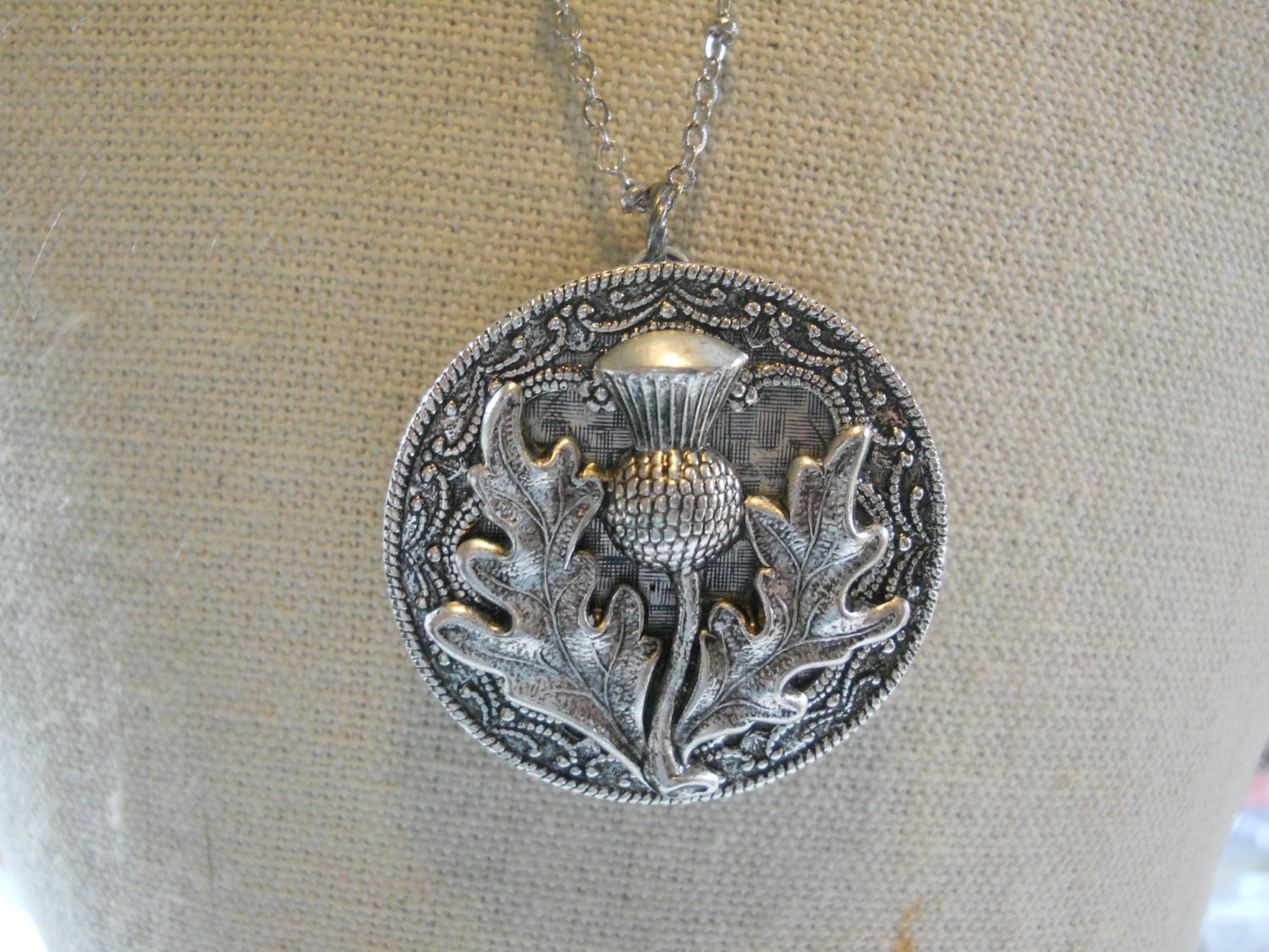Silver Thistle Locket Scotland Scottish Flower Jewelry Layered Etsy