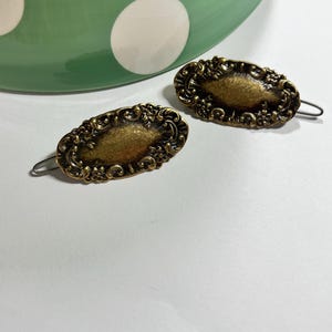 Vintage Style Brass Barrettes Scrolled Edge Hair Clips Spoon Ring Inspired Small Hair Barrettes