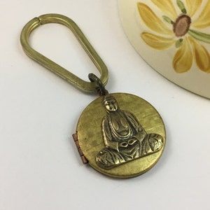 Buddha Brass Locket Necklace or Keychain Yoga Meditation Spiritual Vintage Stock Locket Keepsake Gift