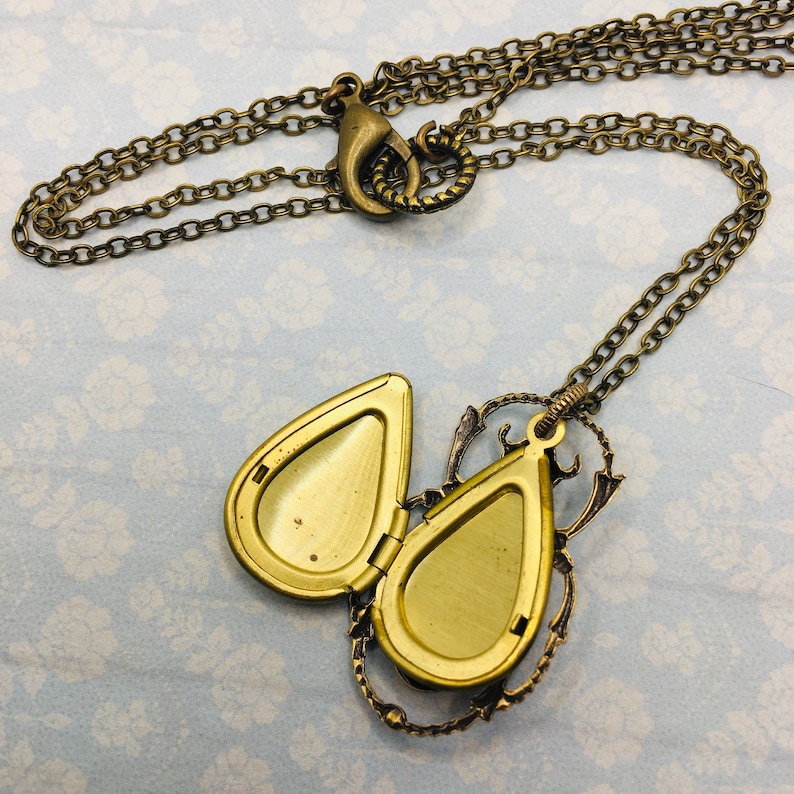Brass Beetle Locket Necklace: Secret Compartment Insect Jewelry image 6