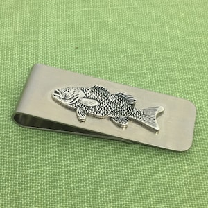 Clip para billetes de pez de latón o plata, regalo para pescador, trucha, regalo para actividades al aire libre para él, pesca con mosca