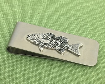 Brass or Silver Fish Money Clip Gift for Fisherman Trout Outdoor Gift for Him Fly Fishing