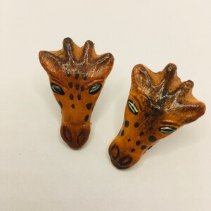 Vintage Hand Painted Giraffe Earrings: Mexican Paper Mache Jewelry