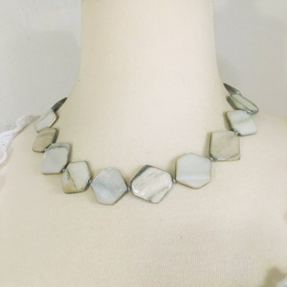 Handmade Shell Bead Necklace: Vintage Organic Sta… - image 1