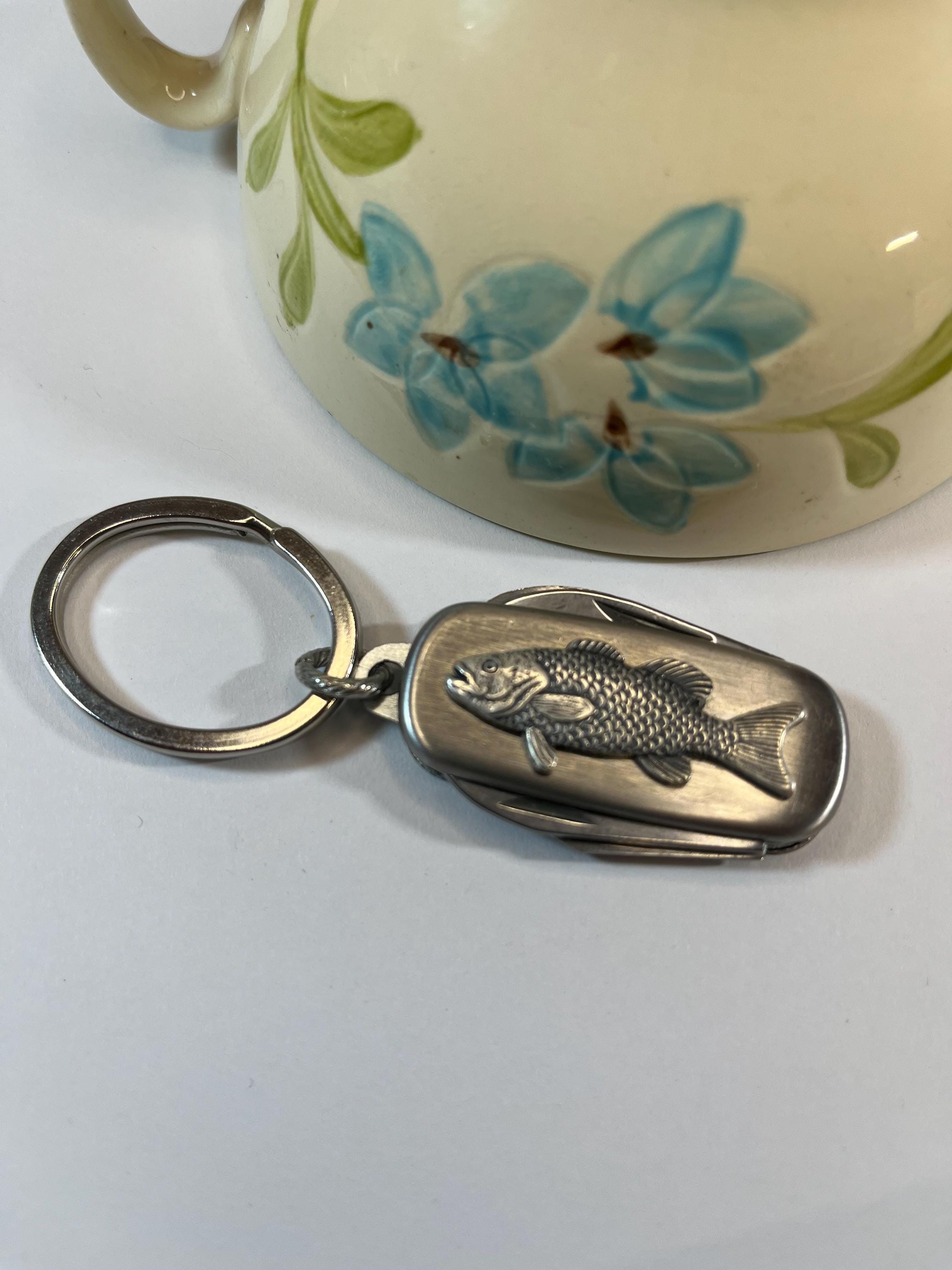 Silver Fish Keychain Knife Key Ring Cabin Key Fisherman Outdoors River ...