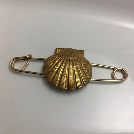 Brass Clam Shell Scarf Pin: Vintage Kilt Pin, Beach J… - Gem