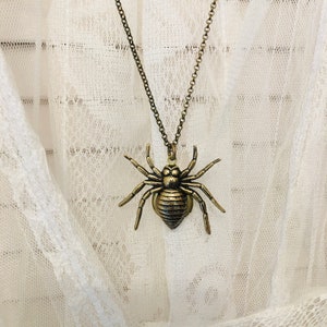 Hidden Locket Necklace SPIDER Large Secret Compartment Arachnoid Web Spinner Nemesis to Miss Muffet Gardeners Friend Weaver Extraodinaire