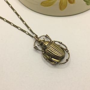 Brass Beetle Locket Necklace: Secret Compartment Insect Jewelry image 2